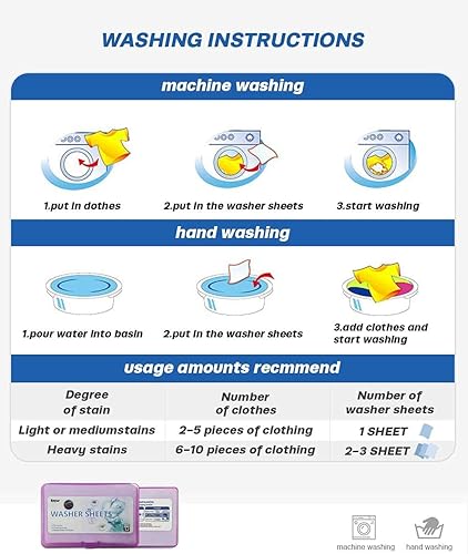 Miniatura 6 de ENYUR Hojas de detergente para ropa de viaje aroma fresco fácil de usar más conveniente que líquidos polvos cápsulas y pacs borh para lavadora y