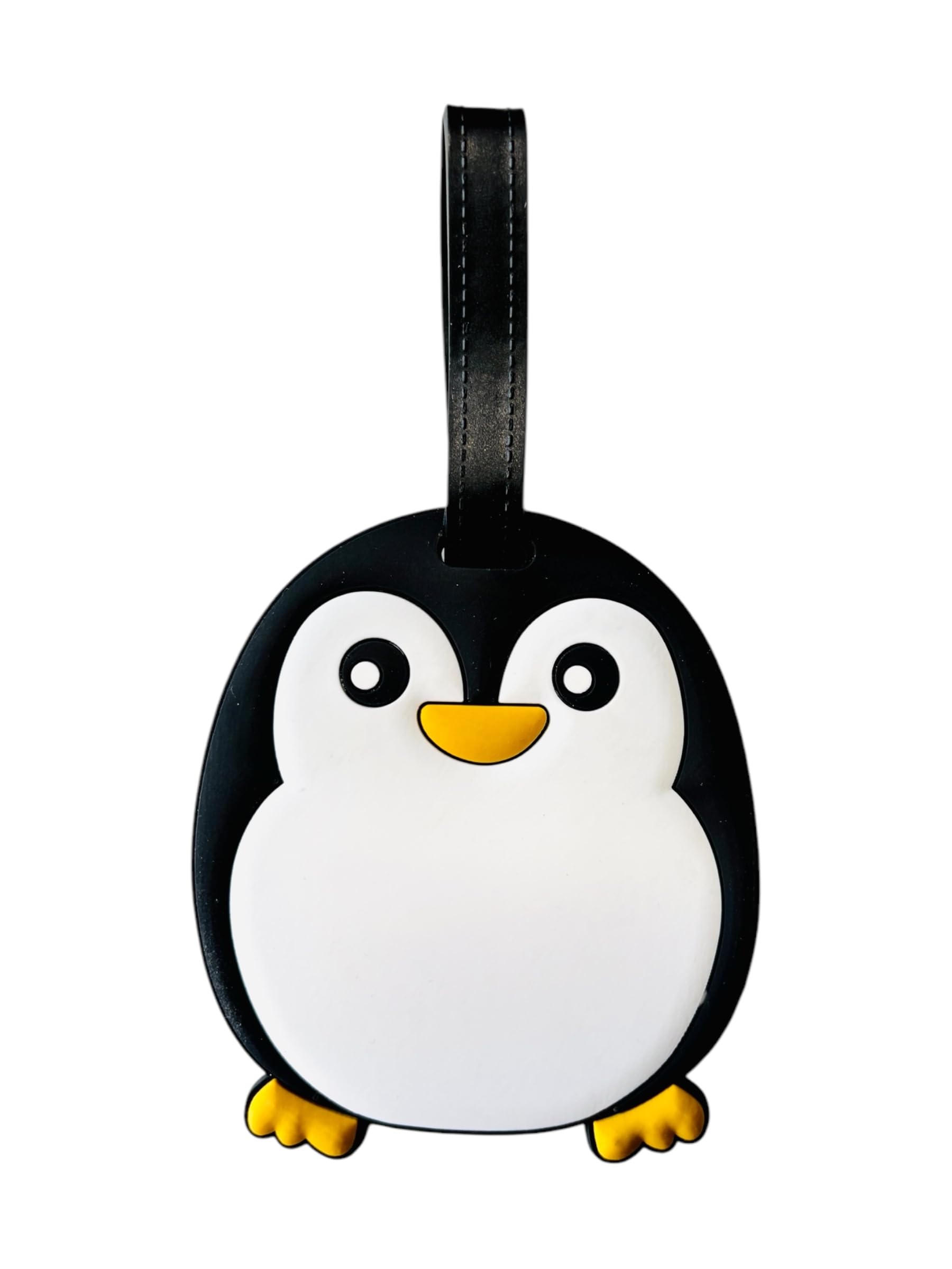 TraveEssentialz Luggage Tags for Travel & Easy Identification for Bags | Cute Silicon Luggage Tags for Suitcases | Travel Essential Item (Penguin-A)