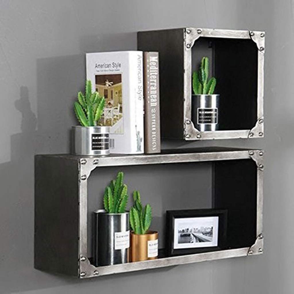 Estantería de almacenamiento para el hogar, estante de estilo industrial, estante de pared de hierro forjado, estante creativo para colgar en la pared, soporte de exhibición de fondo, marco de