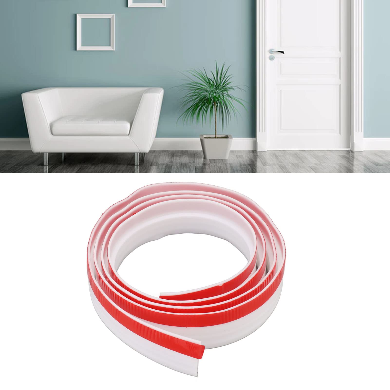 Cocoarm Fermaspifferi Sotto la Porta, Spazzaporta Adesivo in TPE da 6,6 Piedi, Blocca Spifferi, Polvere e Rumore, Guarnizione Autoadesiva Flessibile Sotto la Porta per Camera da Letto, Ufficio (WHITE)
