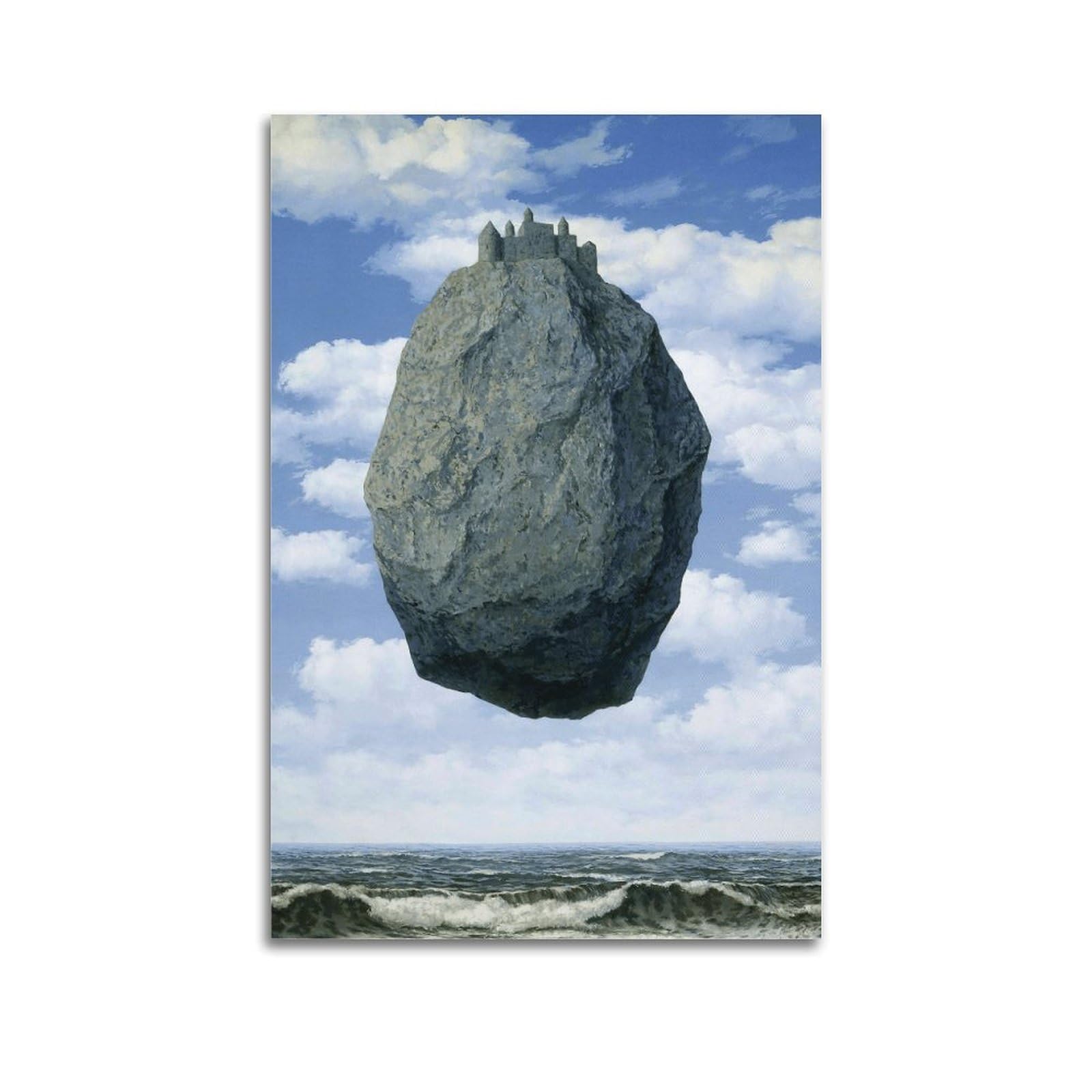 Sjwiner Unframe-Style Rene Magritte Painting Poster The Castle Of The Pyrenees Aesthetic Design Painting For Living Room Bed Room 12X18inch(30X45cm)