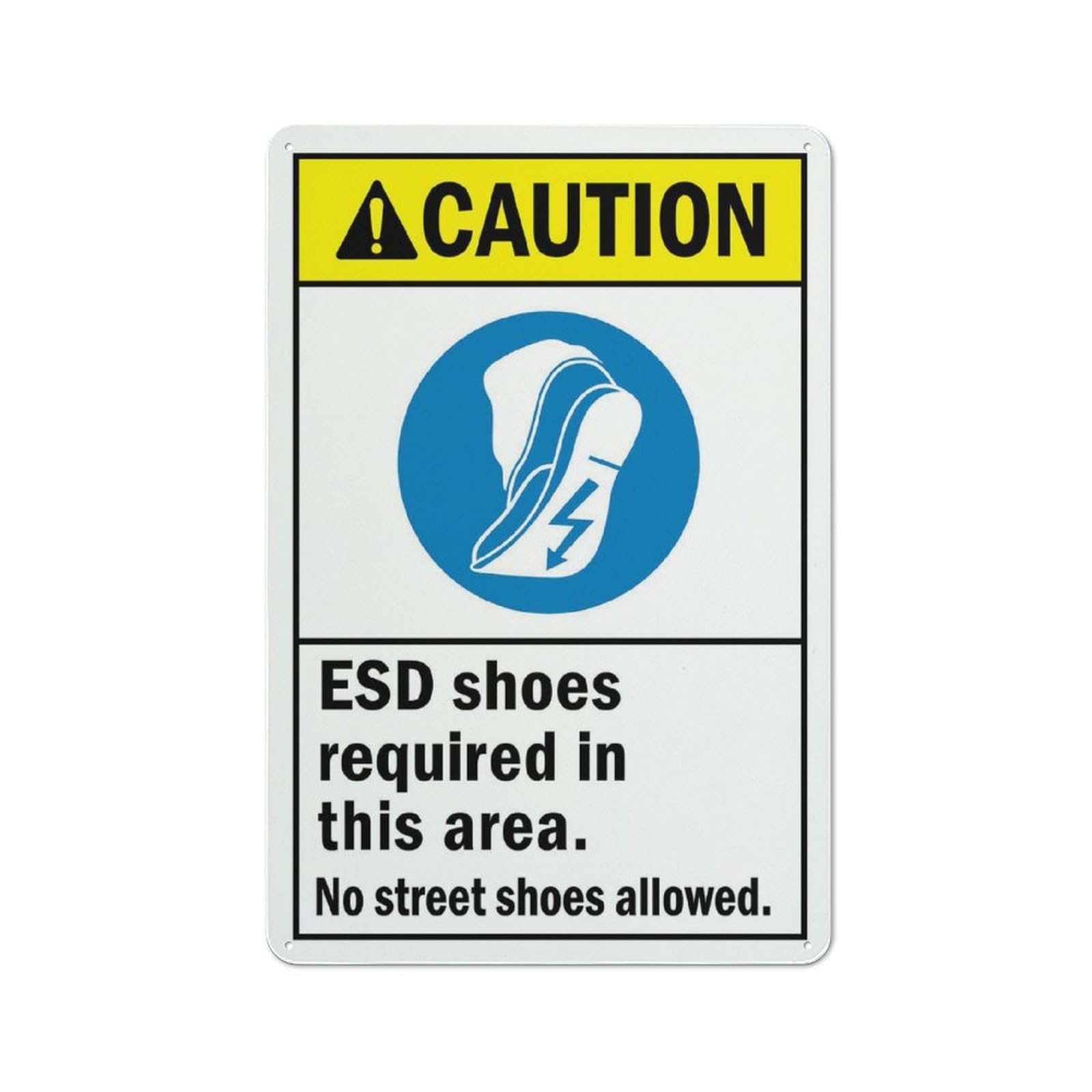 Caution Esd Shoes Required In This Area Sign 12X8 Inches Metal Aluminum Signs, Weather Resistant, Weatherproof, Indoor Or Outdoor