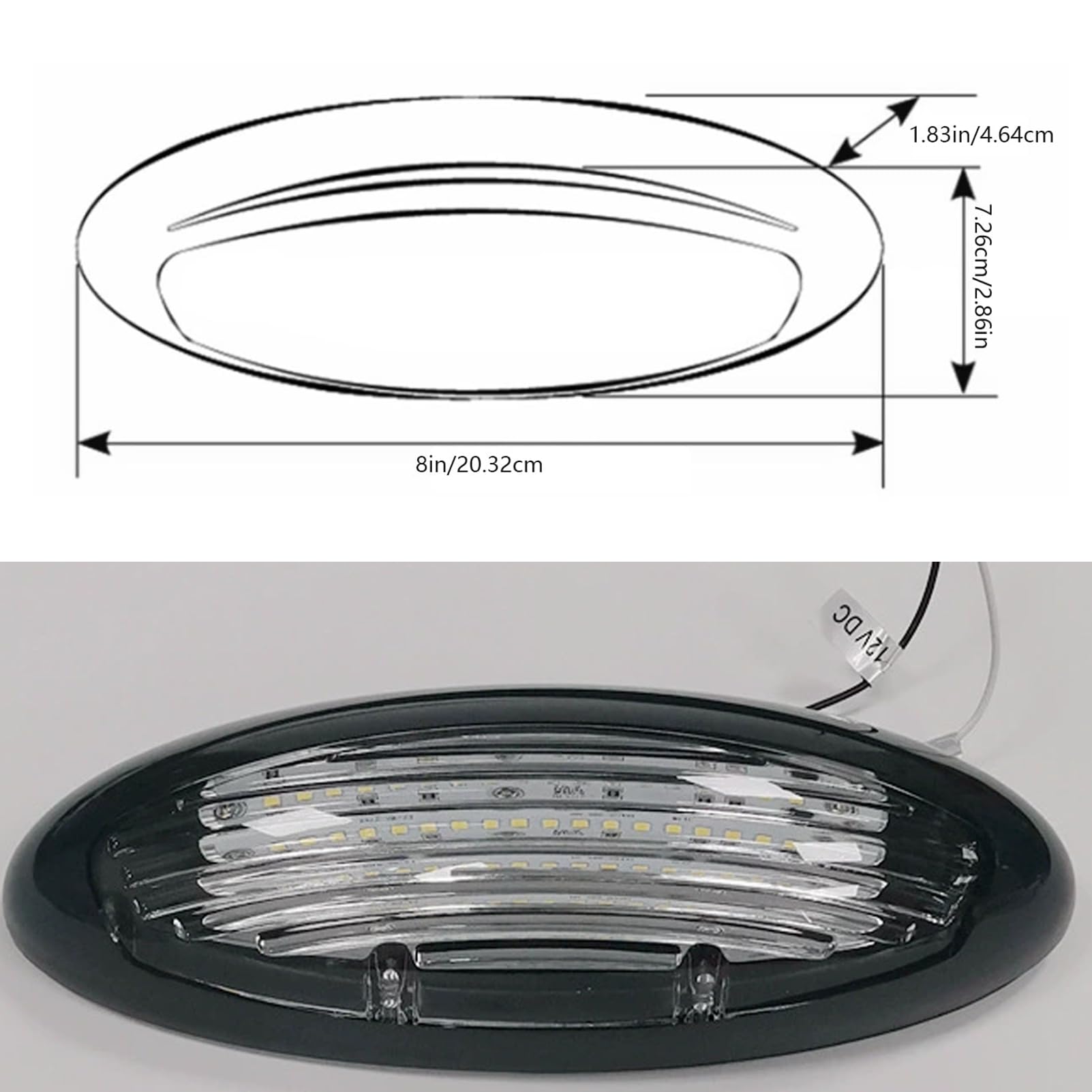 FOTN Lampa LED na werandę 12 V, czarna markiza zewnętrzna lampa ścienna wodoodporna IP66 7,6 W do kampera, kampera, łodzi, jachtu, statku