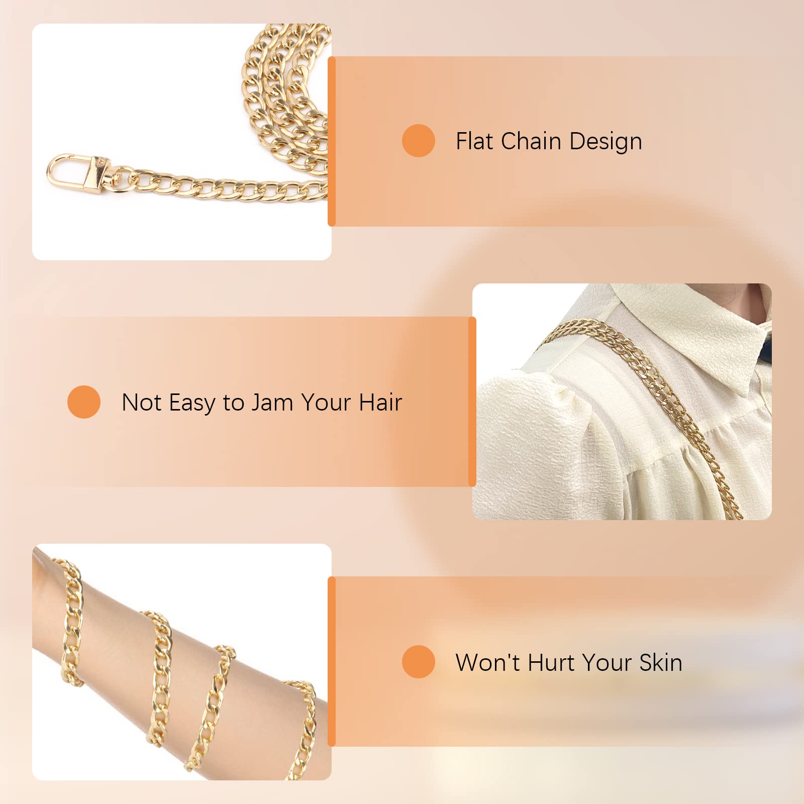Tas ketting goud/zilver/tas accessoires tas ketting hardware handtas accessoires metalen legering tas ketting riem schoudertas riem handtas ketting (kleur: goud, maat: 120 cm