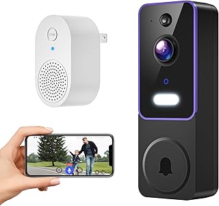 MeshSear Wireless Video Doorbell with Indoor Receiver, Enhanced Security with AI Human Detection, 2-Way Audio, Night Visio...