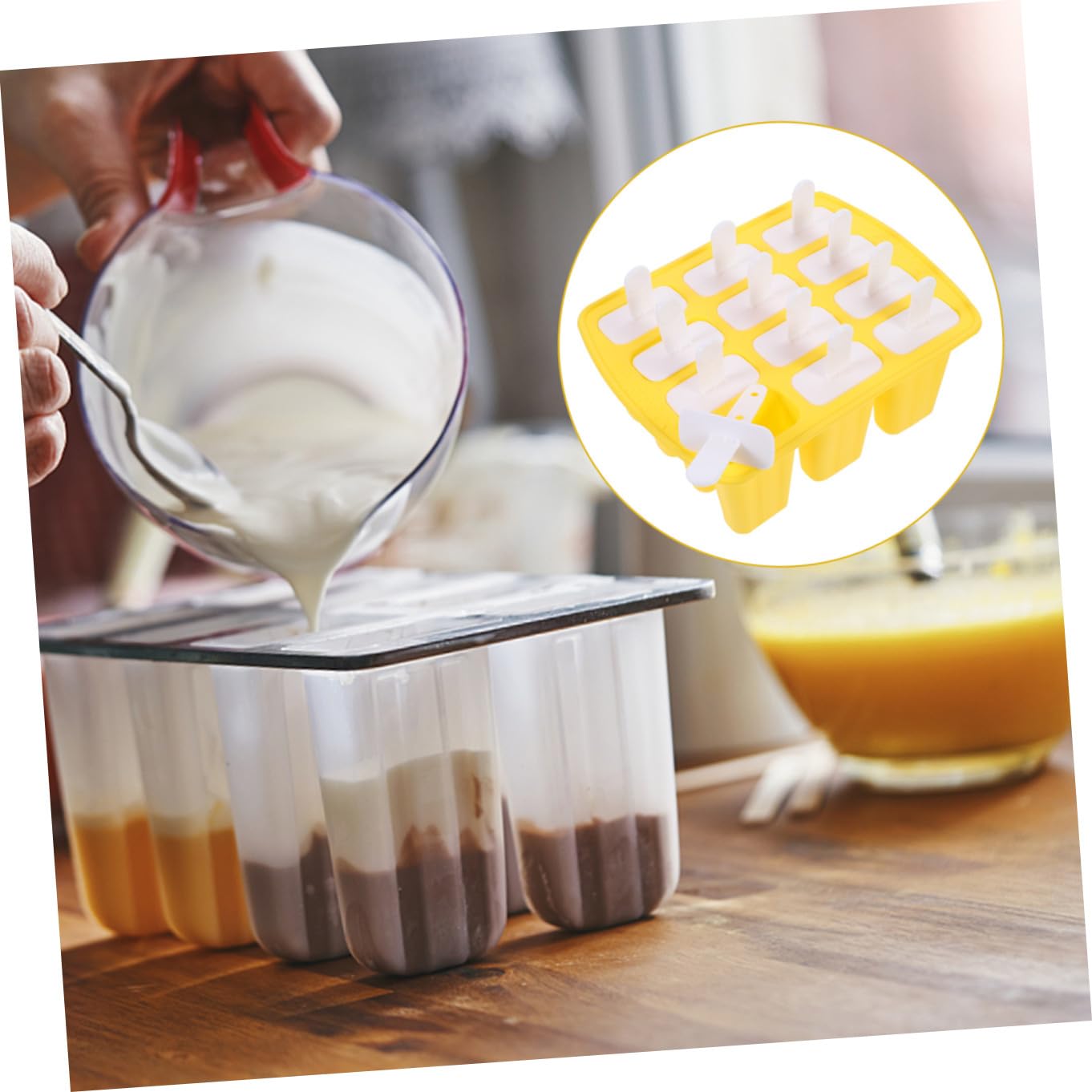 COLLBATH Moules à Glaçons en Silicone, 12 Cavités, Moule Soi-même pour Fruits et Pâte, pour L’été, 1 Set