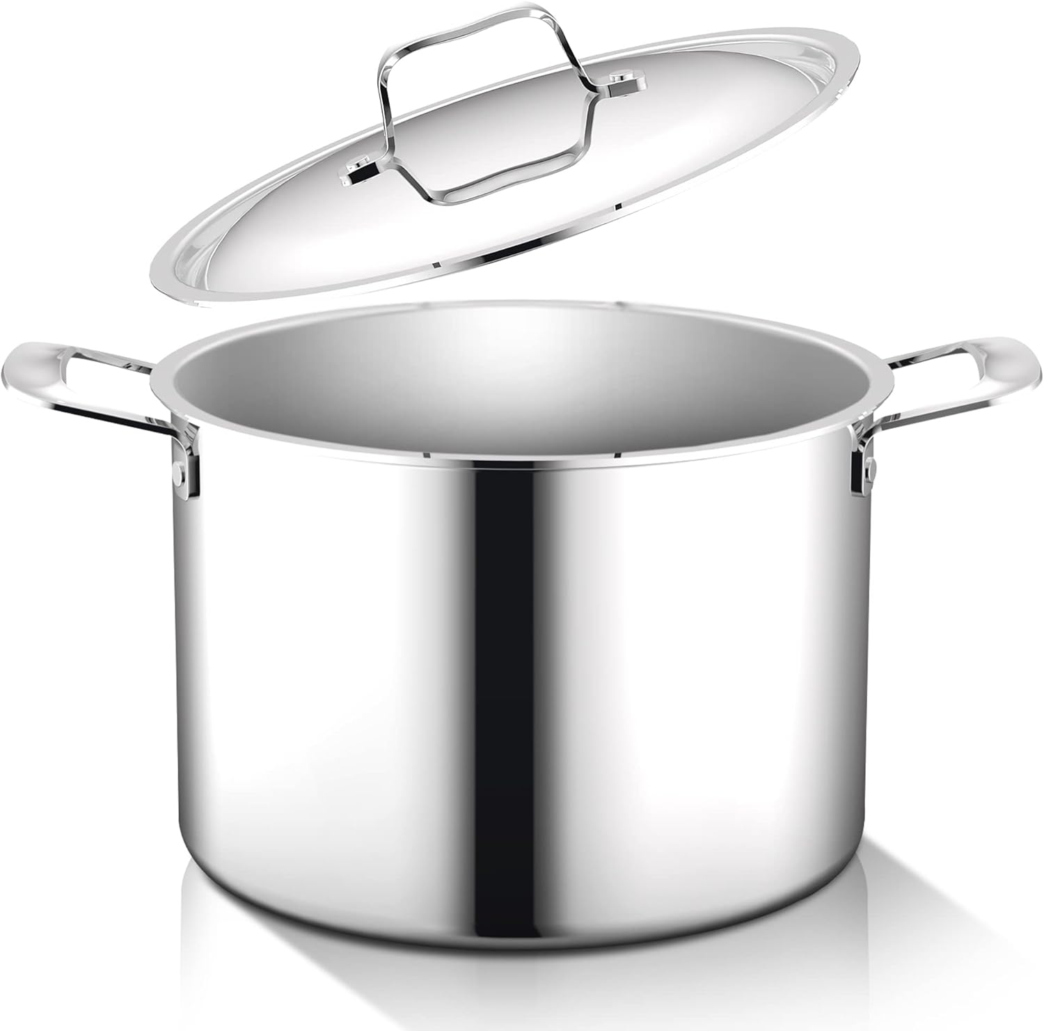 NutriChef 8-quart Stockpot with Lid - PFOA/PFOS Free Stainless Steel Stain-Resistant Pot Kitchen Cookware w/ Satin Interior, Polished Exterior, Cast Handles - Works w/ Model NCSSX45