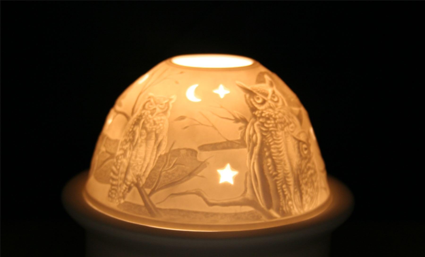 Hellmann Versand Starlight Tealight Lithophane Candle Holder, Owls 246