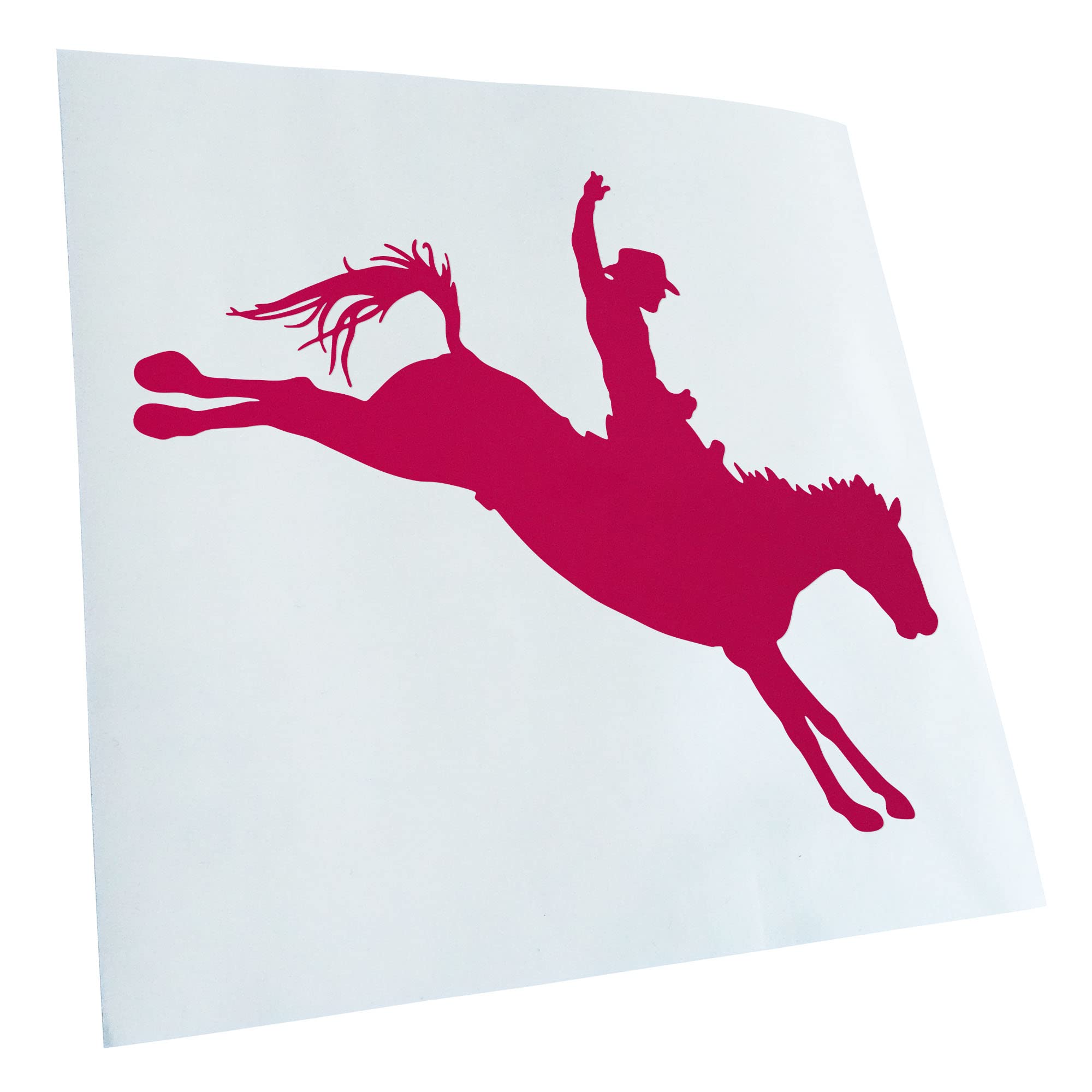 Kiwistar - Car Sticker - Pink - 30 x 25 cm Cowboy with Horse Rodeo Sticker for Car, Laptop, Bicycle, Truck, Motorcycle, Multicoloured JDM Decal Racing