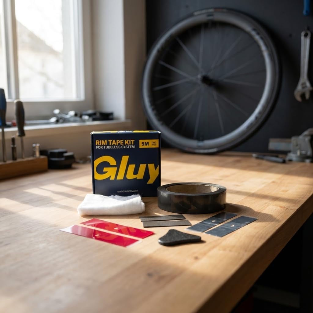 Tubeless Felgenband selbstklebend 21 mm x 5 m, milchfrei ohne Dichtmilch, 100% mechanische Abdichtung, Komplett-Set für 2 Felgen, MTB Rennrad Gravel E-Bike, Made in Germany