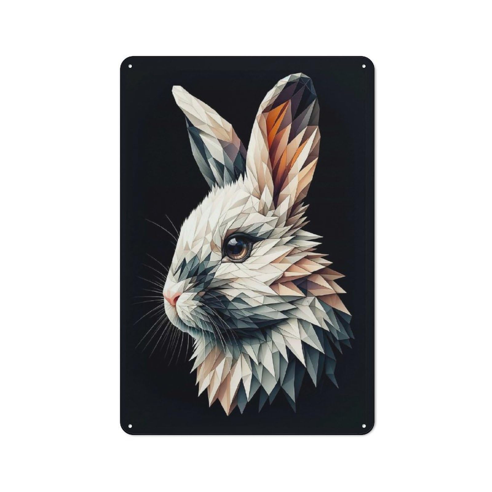 Retro Metal Sign with Geometric Bunny Design 30x20cm, Weathered Look Shed Wall Plaque for Garage, Workshop, Shed Or Utility Room