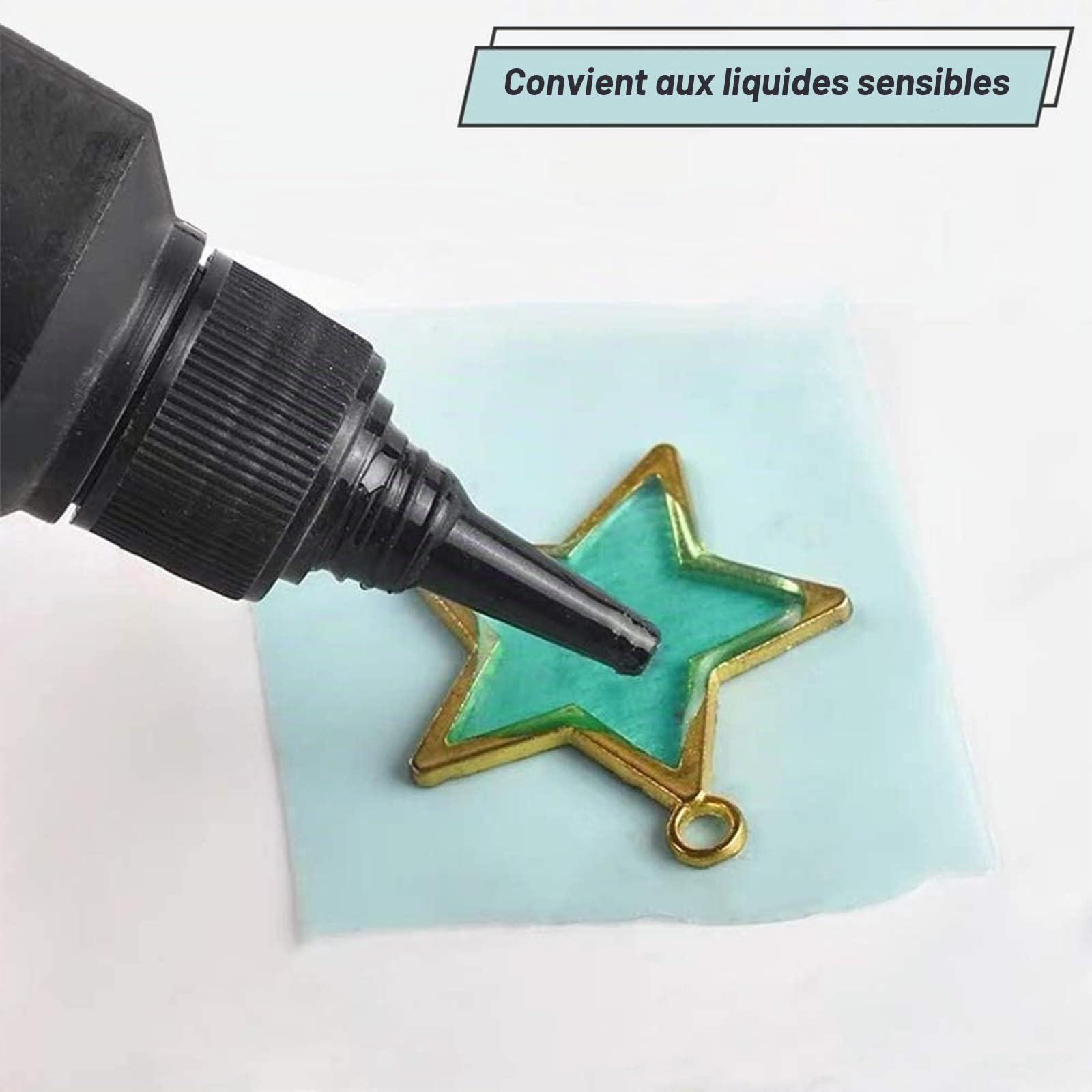 BENECREAT 16pcs 150 ML/5.07oz Noir Bouteilles Compressibles en Plastique avec Entonnoirs 2 pièces et Pipettes de Transfert 10 pièces pour Colle de Peinture