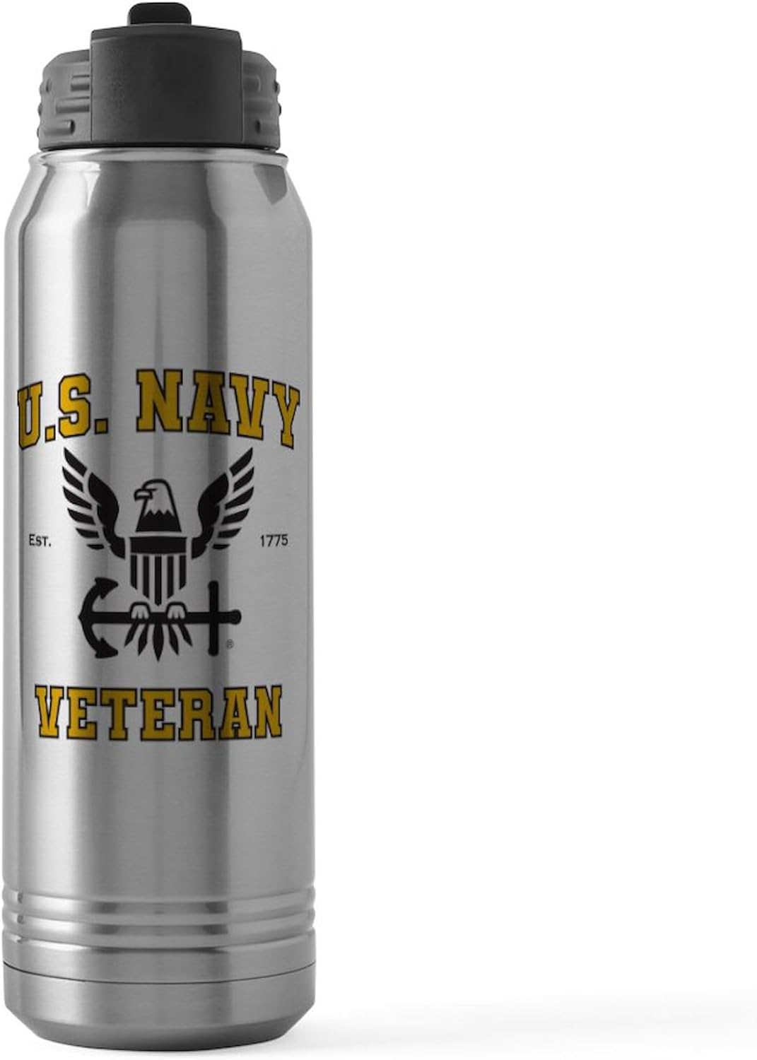 CafePress U.S. Navy Veteran Black And Gold 30 Oz Stainless Steel Water Bottle 30 oz (887 ml) Stainless Steel Water Bottle