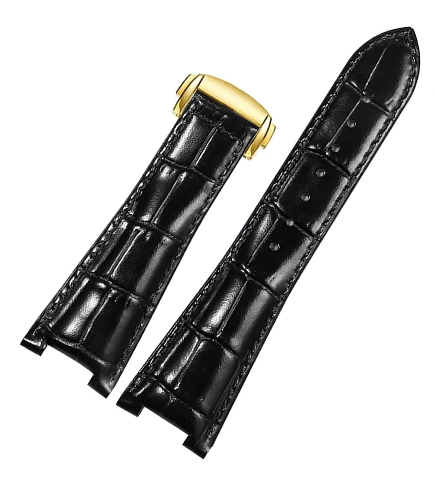 YOLION Leather Watch Strap For Omega Constellation Series Men Concave Interface Watchband With Folding Buckle