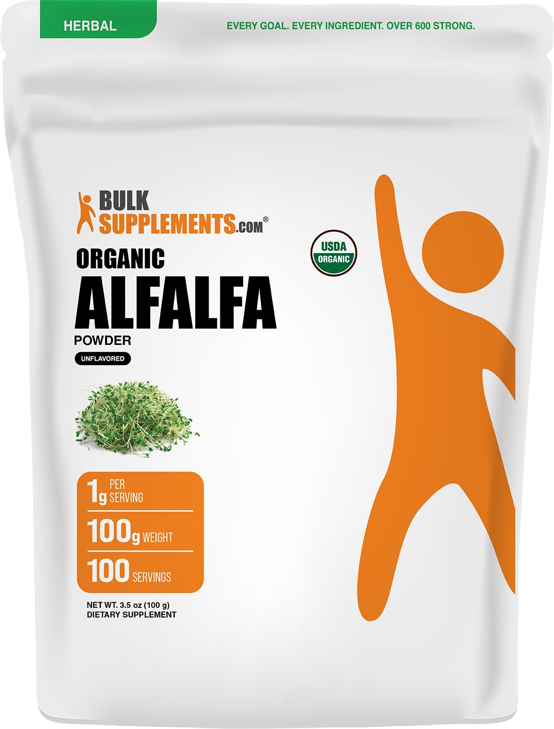 BulkSupplements.com Organic Alfalfa Grass Powder - Alfalfa Supplement, Green Superfood Powder - Vegan & Gluten Free, 5g per Serving, 100g (3.5 oz) (Pack of 1) 3.53 Ounce (Pack of 1)