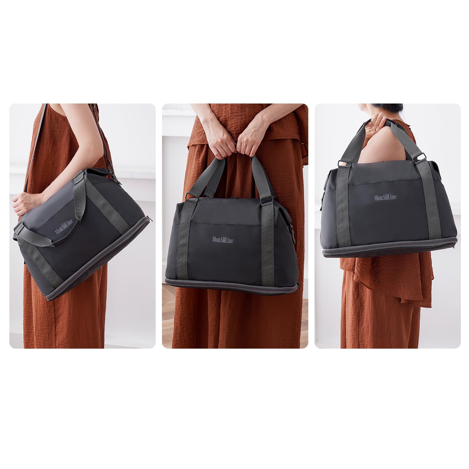 Foldie - Bolsa de viaje expandible, bolsa de gimnasio con compartimento para zapatos, bolsas de entrenamiento para gimnasio con correas, bolsa de viaje para fin de semana durante la noche