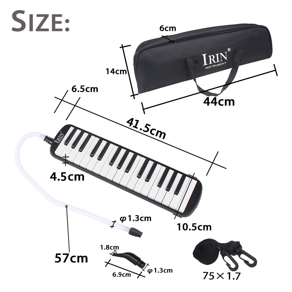 Btuty Strumento musicale Melodica a 32 tasti per principianti regalo con borsa per il trasporto (nero)