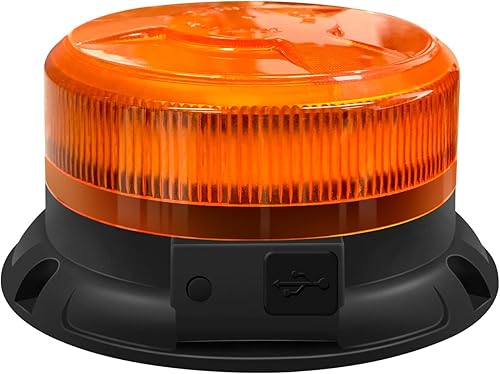 AnTom Luz estroboscópica inalámbrica, batería de alto brillo de 12-24 V, luz ámbar de base magnética, luz intermitente de advertencia de emergencia