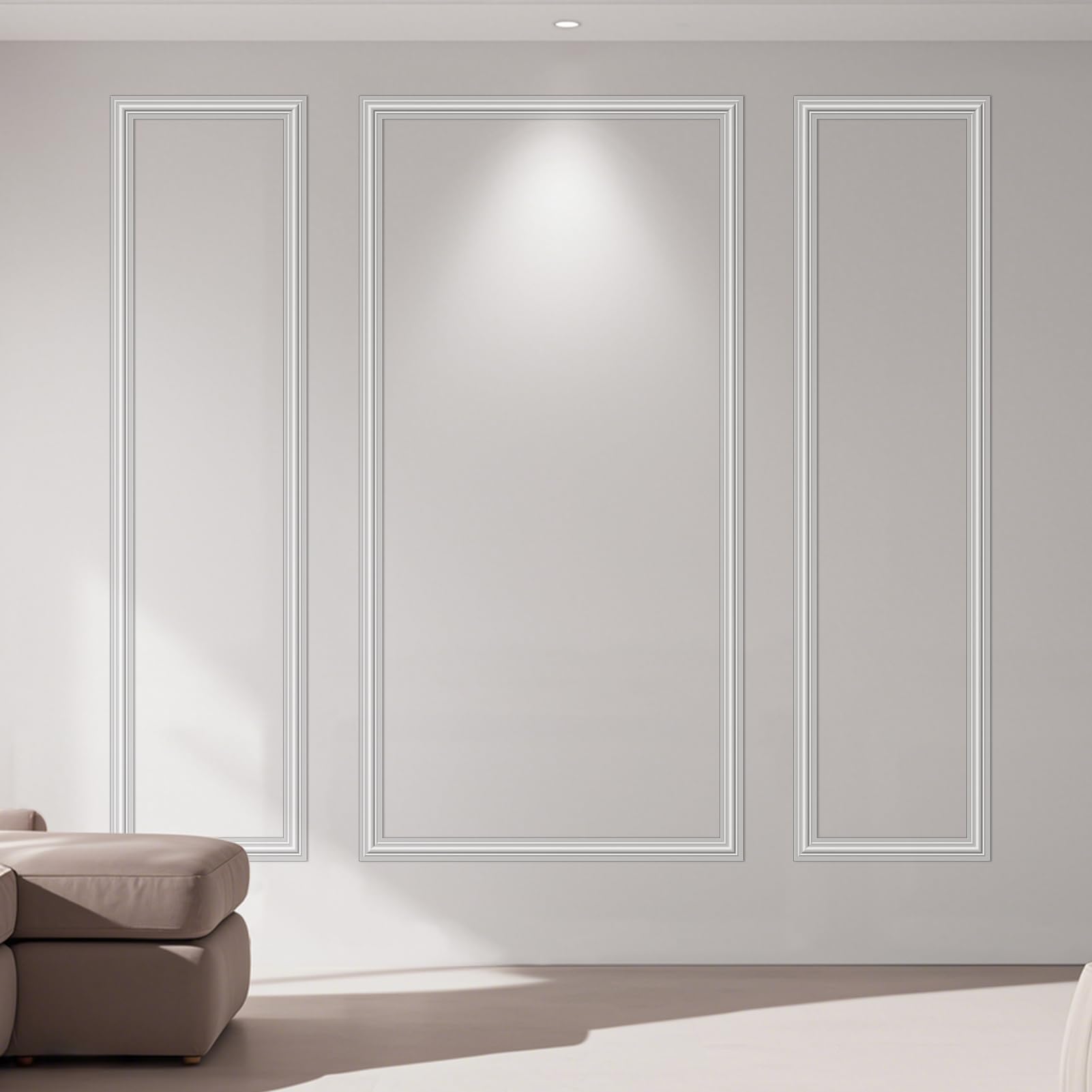 Art3dwallpanels Pre-Cut Wall Molding Set of 3 pcs, Ready-to-Assemble Wainscoting Panels for Interior Wall Décor Living Room Bedroom Accent Wall - Installed with Glue, 3 Frames