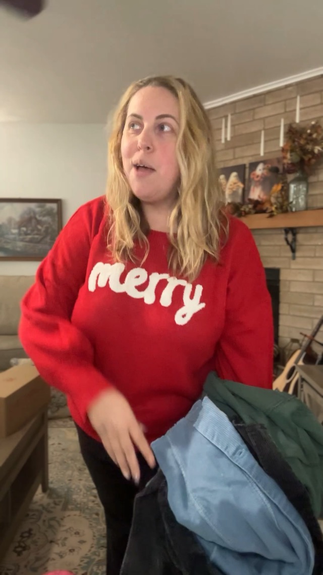 Corduroy Shackets & merry sweater