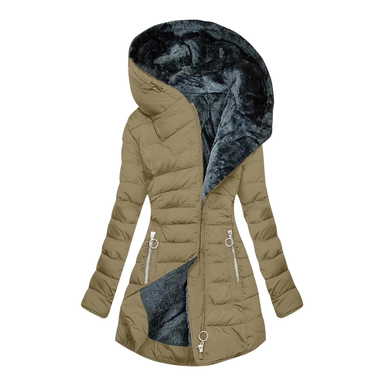 Generico Piumino 100 Grammi Donna Piumino Lungo con Cappuccio Ripiegabile Piumini Elegante Giacca Ripiegabile Donna Giacconi Invernale Cappotto Piumini Ultraleggero Giacconi Per le Vacanze Comodo