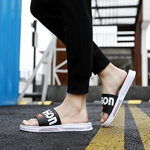 Amazon | [XYZL] サンダル 黒 メンズ オフィス スリッパ ルーム