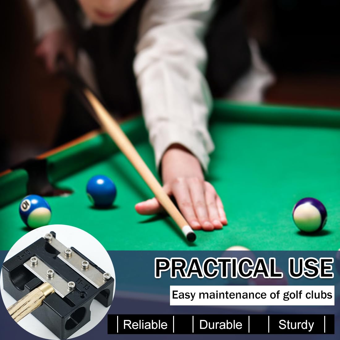 12-in-1 Snooker Queue-Spitzen Former und Snooker Queue-Spitze Reparatur-Set, Multifunktions-Tool für präzise Queue-Spitzen Wartung und Reparatur