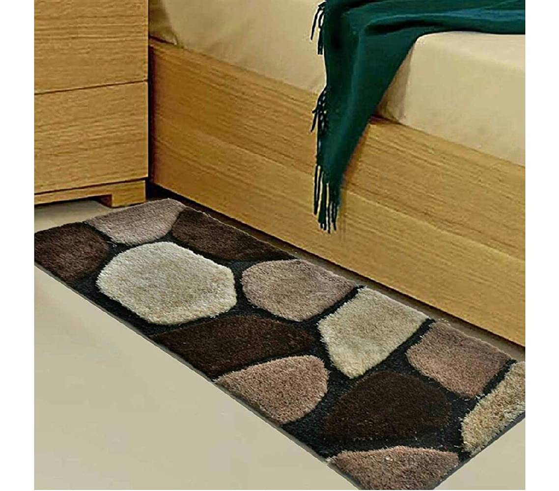 ROYAL TRENDModern Microfibre Polyester Shaggy Bedside Soft Runner for Bedroom Living Room Kitchen (22x55 Inch, Multi Color)
