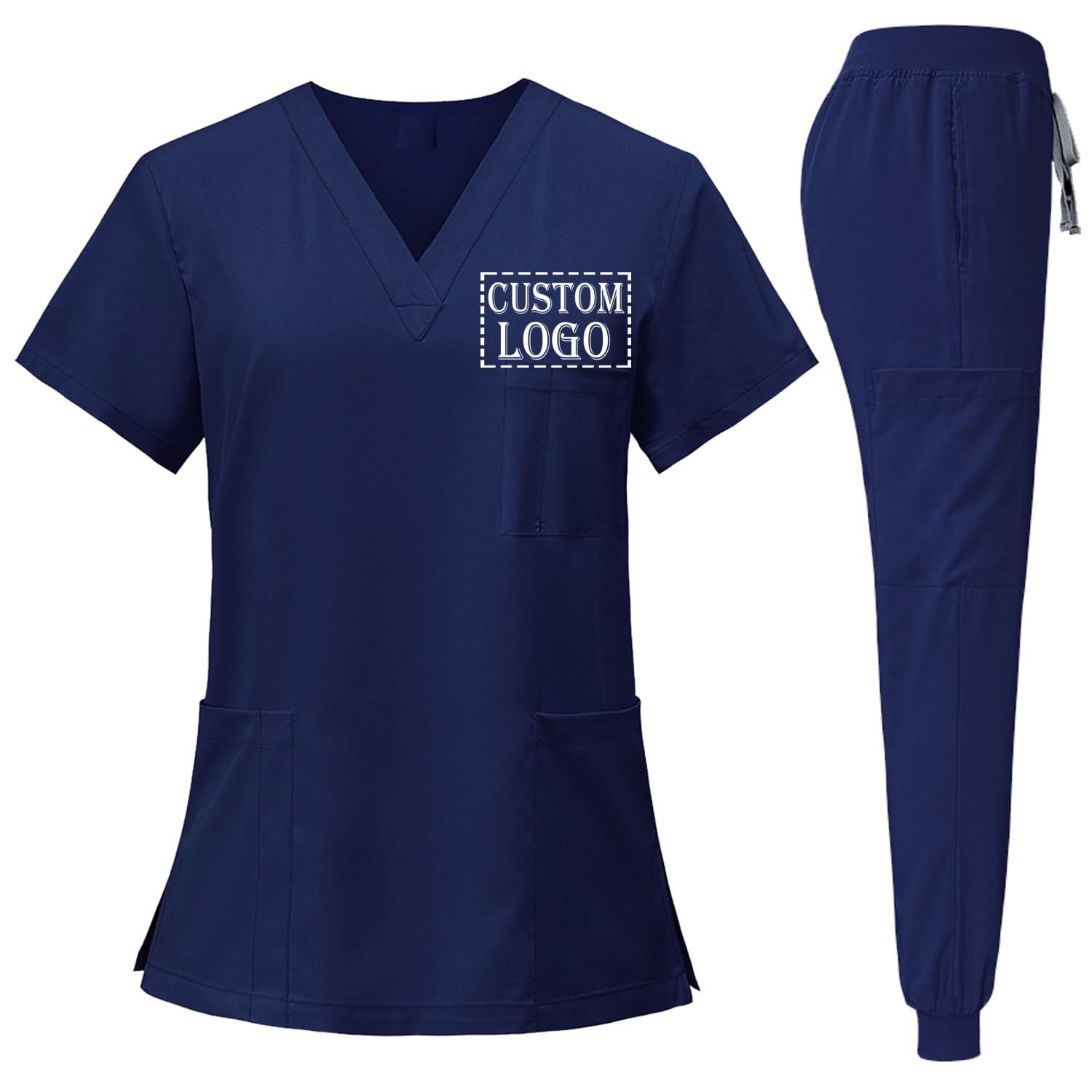 GoldflyCustom Scrubs Set Women Add Logo Name Nursing Uniform Yoga Jogger Medical Scrub Workwear