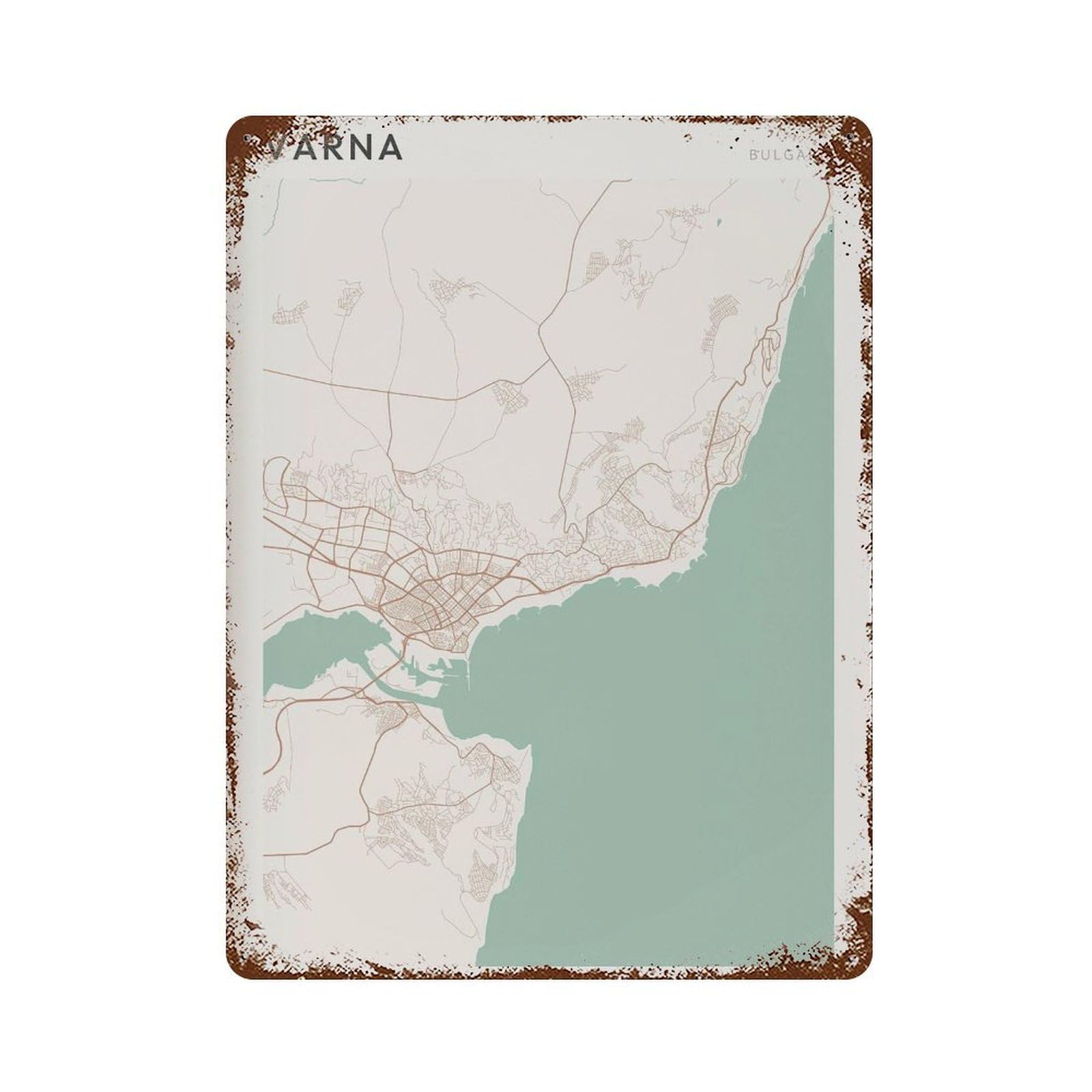 xiaoxiaoshen Varna Map Bulgaria Travel Gift Farmhouse Decor Wall Decor Art Metal Tin Poster Modern Home Decor Art Home Bar Shop Decorations Vintage Sign 40x30cm