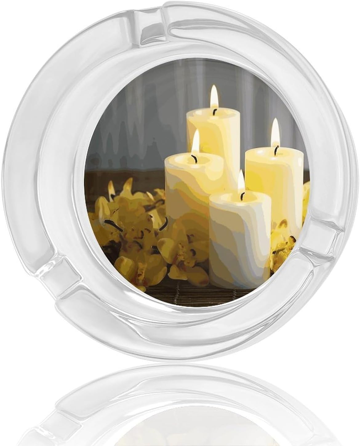 Smokeless Ashtray Ash Tray Outdoor Ashtray Yellow Butterfly with White Candles Glass Ashtrays for Home Office Smokers Decoration