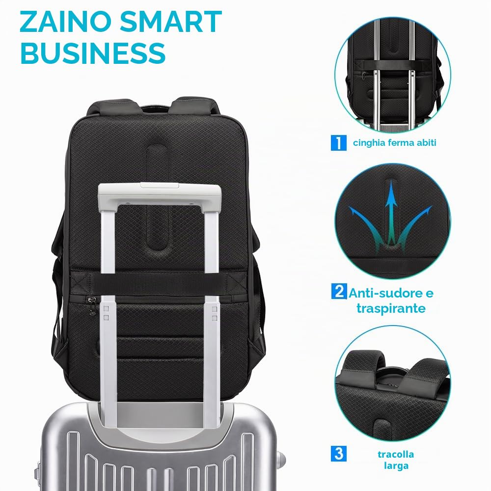 BG FUTURE AESTHETICS BANGE Smart Business Zaino da viaggio impermeabile con porta di ricarica 3.0 per uomini e donne