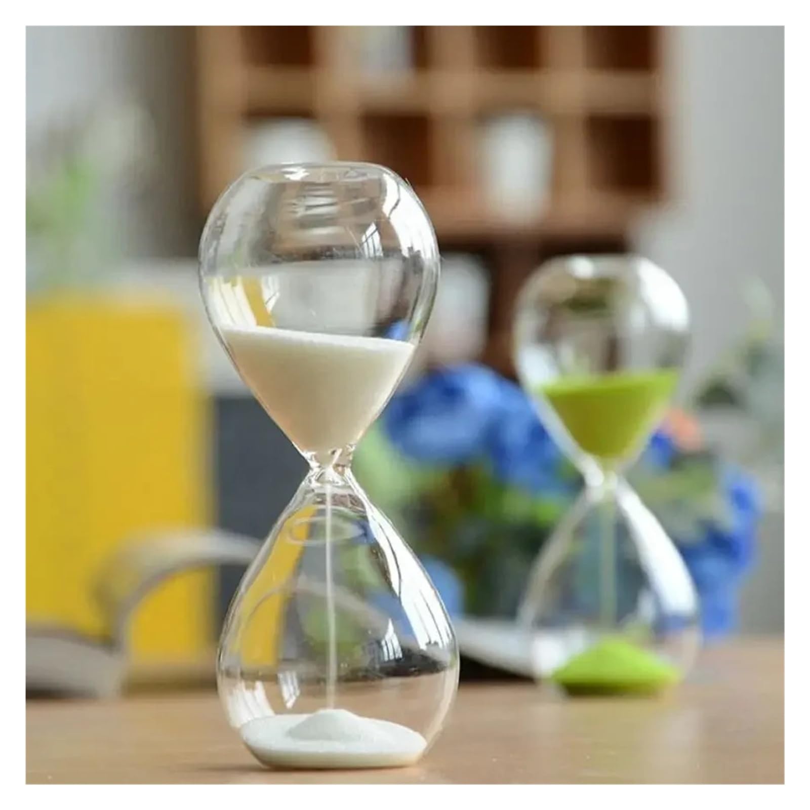 Nordic Glass Droplet Hourglass Timer 5/15/30/60 minutowy Aesthetic Sand Clock do salonu, półki, biurka, kreatywny ornament do domu (brązowy, 30 min 8 x 20 cm)
