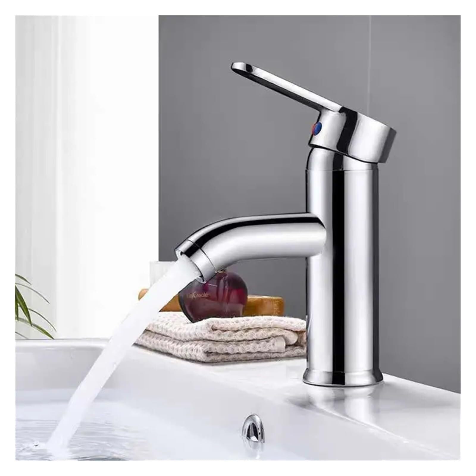 Basin Tap Single Handle Bathroom Basin Faucets Cold/Hot Mixer Sink Tap Black(D 16.5x5x5cm)