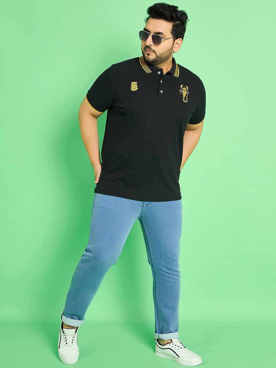 Bigbanana Męska koszulka polo, duży rozmiar, jednokolorowa, szary melanż, kolorowa