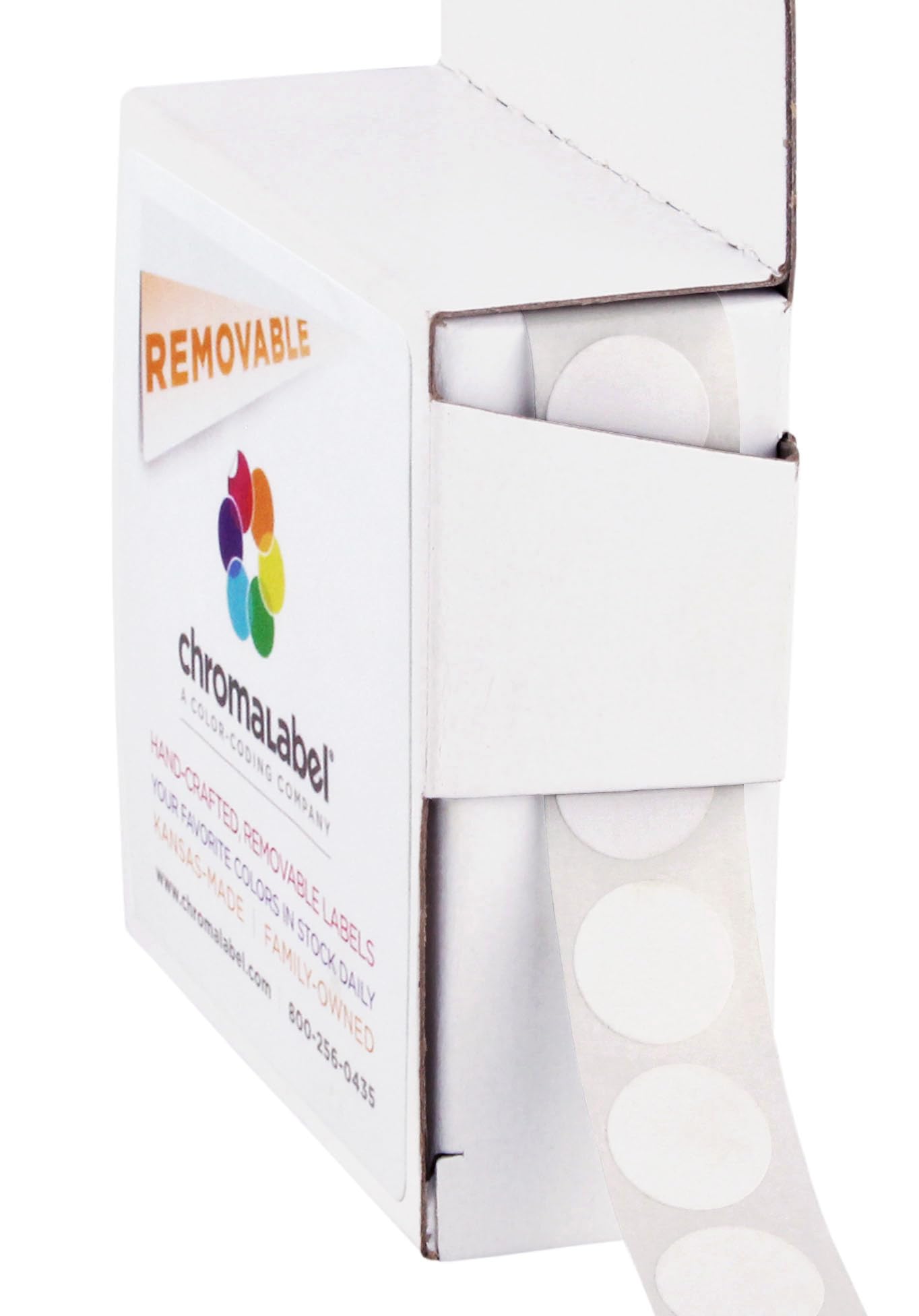 ChromaLabel 1/2 Inch Small Blank Label Stickers, Blank Sticker Dots, White Removable Sticker Dots, 1000 Sticky Dots per Dispenser Box