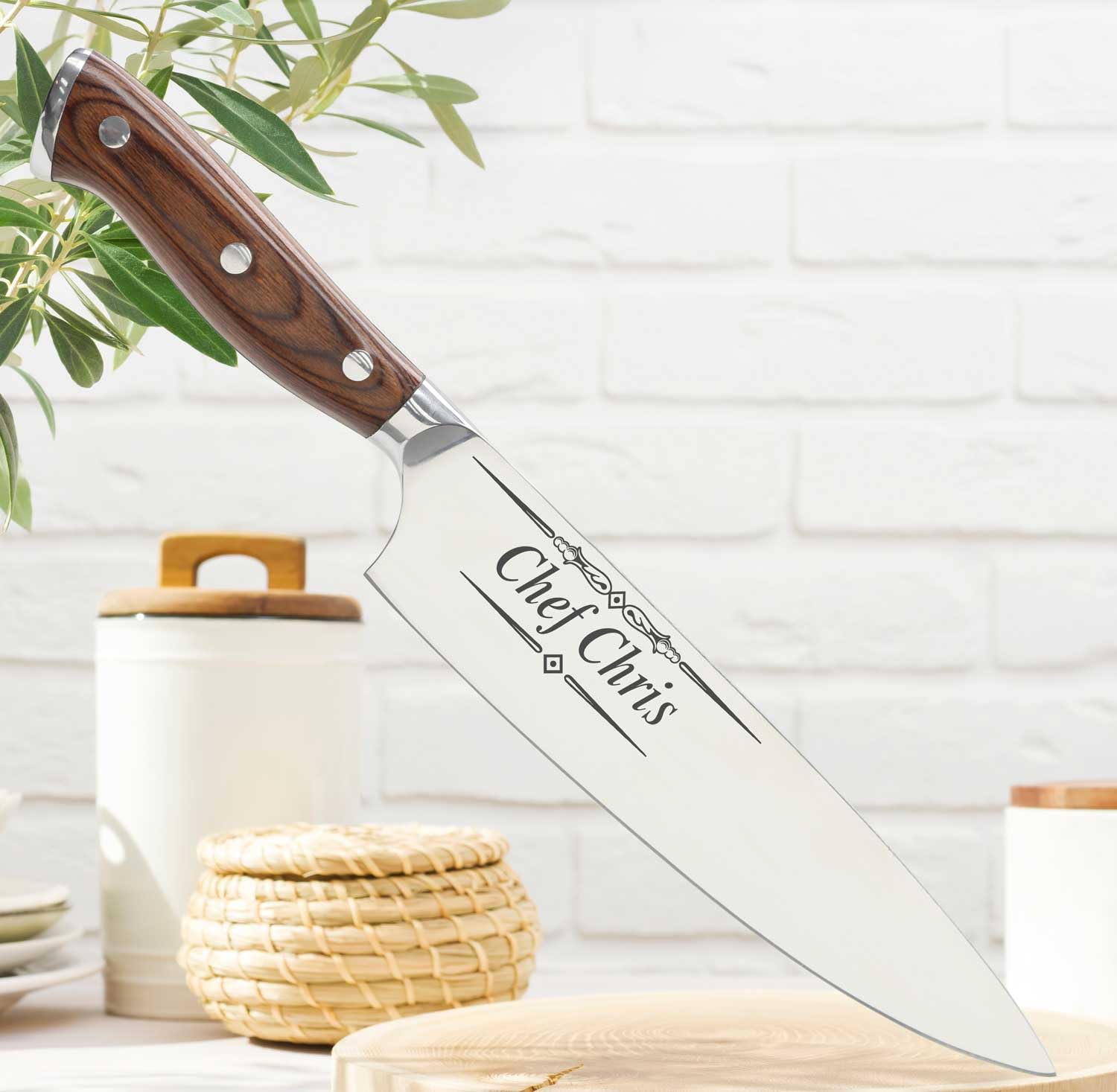 Shape28 Custom Chef Stainless Kitchen 7-inch Knife with Sheath and Box, Laser Engraved Personalization Gift for Him, Her, Birthday, Housewarming, Anniversary, Kitchen Cooking Knife Gift Set
