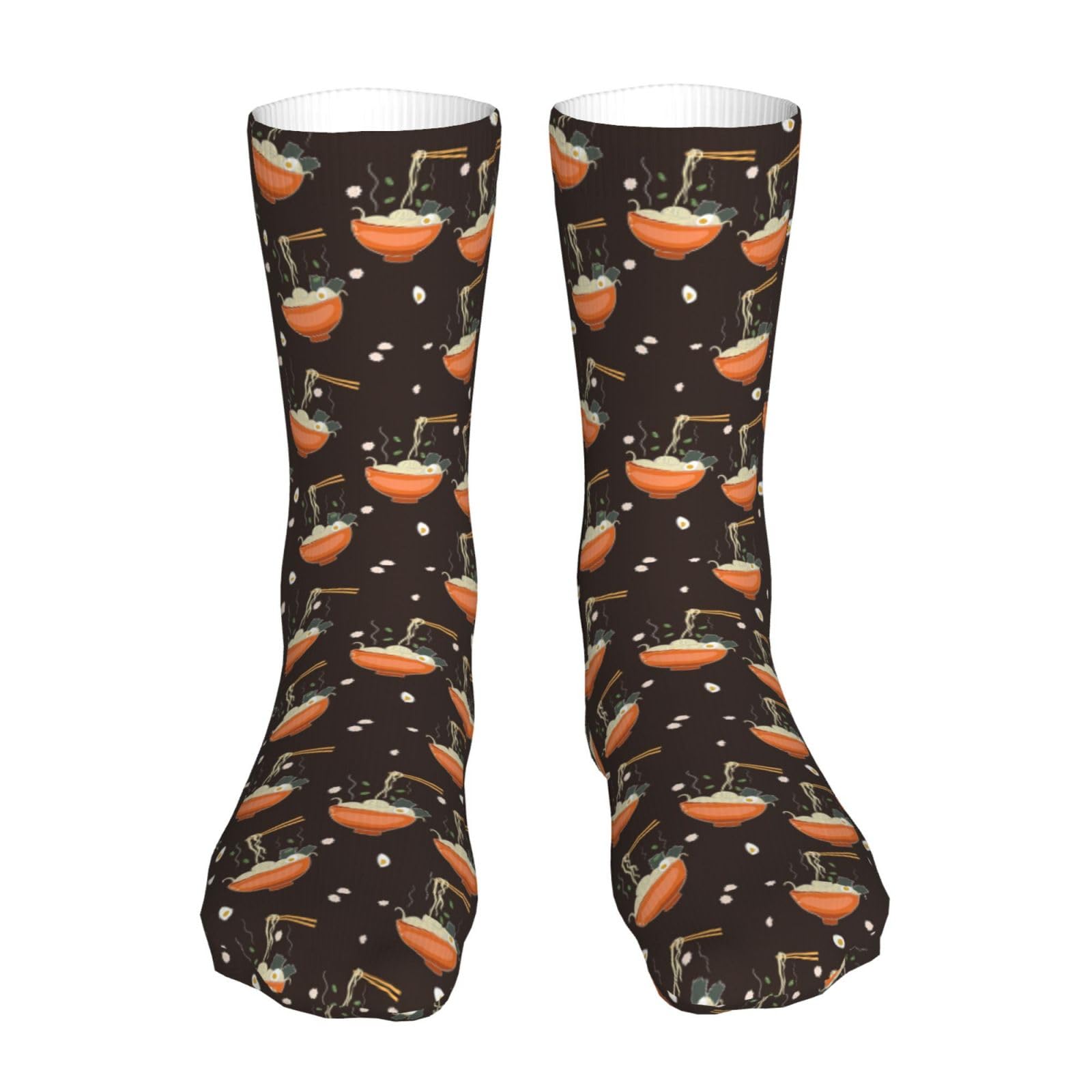 QZXHHD Ramen Noodle Soup Pattern Mid Tube Calf Socks Fashion Casual Sports Stockings For Man Women