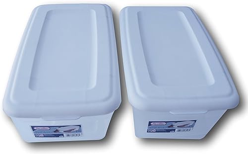 Sterilite Caja de almacenamiento de 6 cuartos de galón, transparente y blanco, paquete de 2
