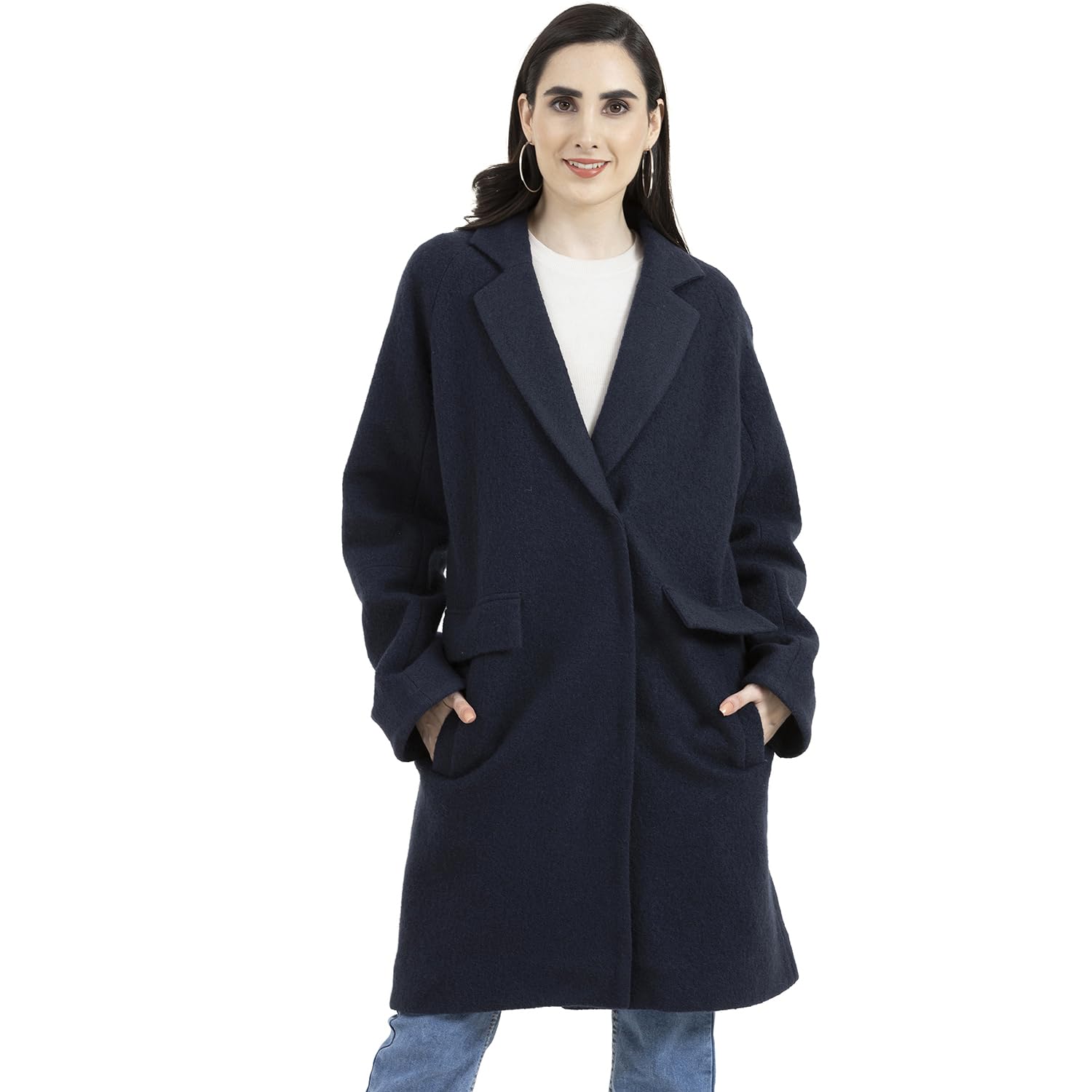 owncraft women's Double breasted Navy Blue wool coat-picture-17