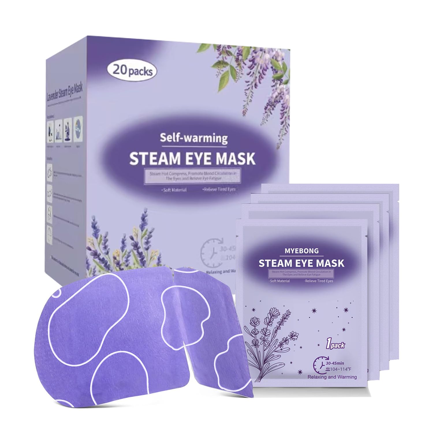 20 packs Steam Eye Mask for Dry Eyes Heated Eye Mask, Self Heating Eye Masks Help for Dark Circles Puffy Eyes