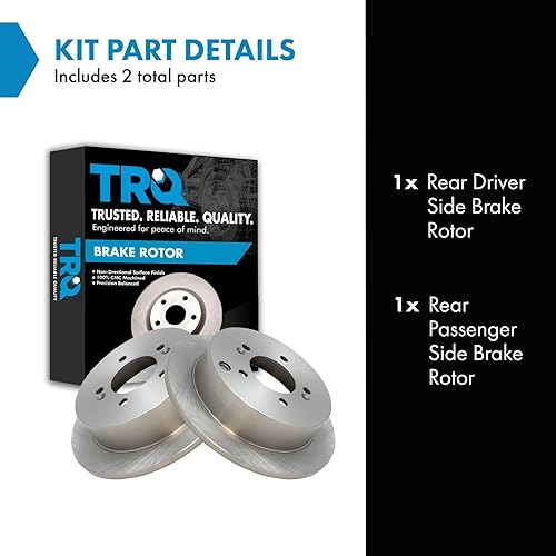 Miniatura 2 de TRQ Juego de rotores de freno de disco trasero para Santa Fe 2001-2006  Kia Sportage 2005-2016  Hyundai Tucson 2005-2015