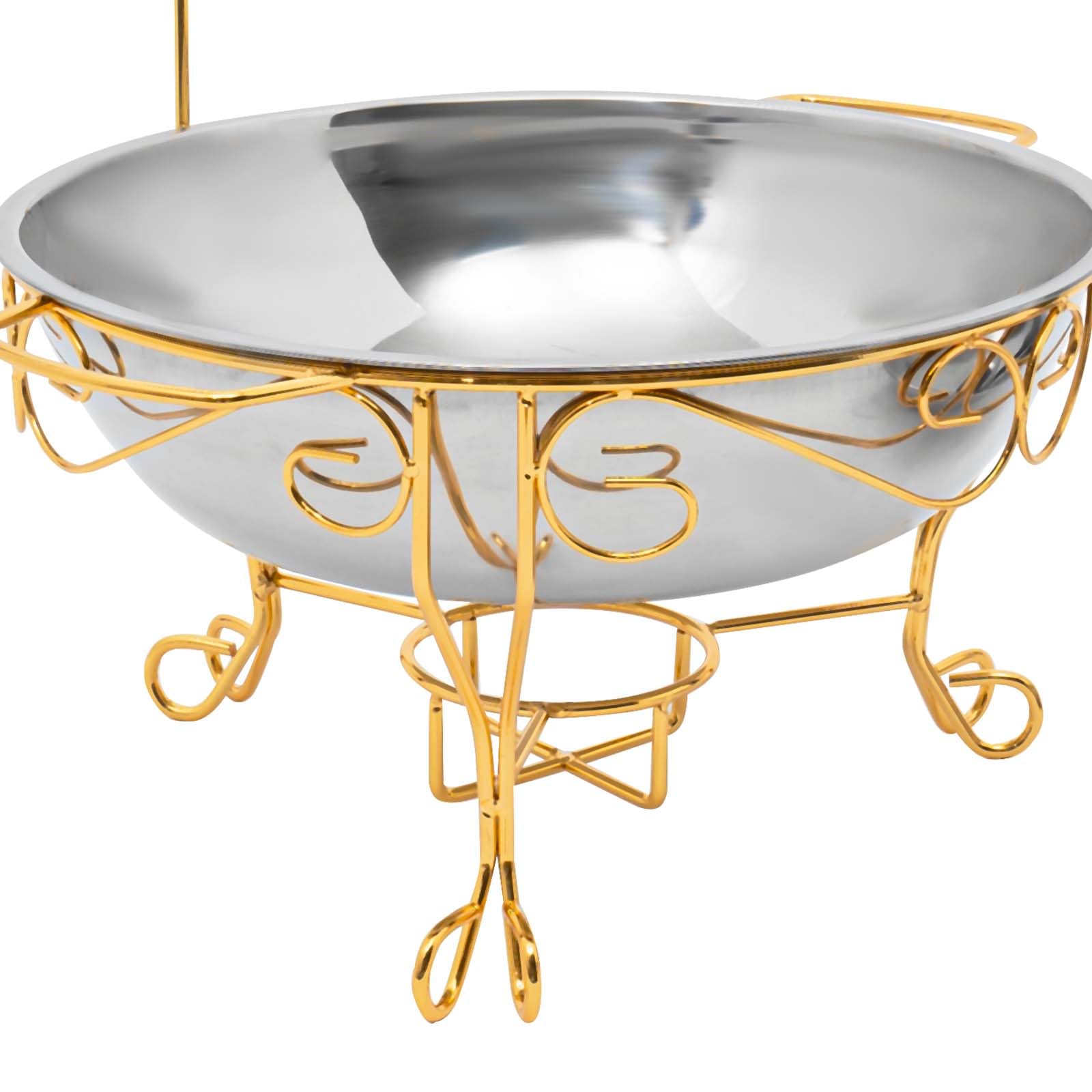 Chafing Dish Buffet Set da 6 l, rotondo con coperchio in vetro, in acciaio inox, contenitore per alimenti, contenitore termico per buffet, per catering buffet party (oro)