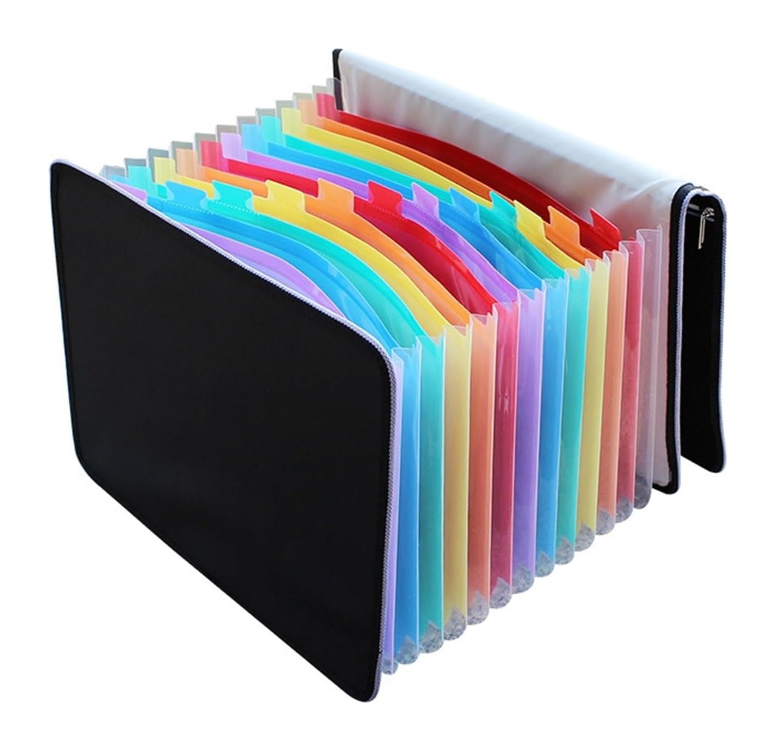 Aktenordner mit Ziehband, Erweiterbarer Aktenordner, Organtasche, mehrschichtiger Organizer, Clip, Notizen, Sortieren und Organisieren for Zuhause, Büro Schule(Noir,50 layers)