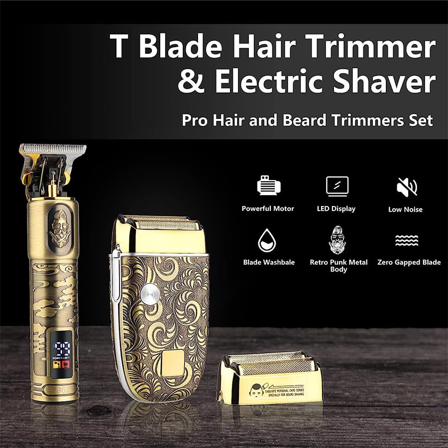 Professional-Hair-Clippers-for-Men-2PCS-Professional-Hair-Clippers-Set-T-Blade-Hair-Trimmers-Electric-Shavers-for-Men-Cordless-Beard-Trimmers