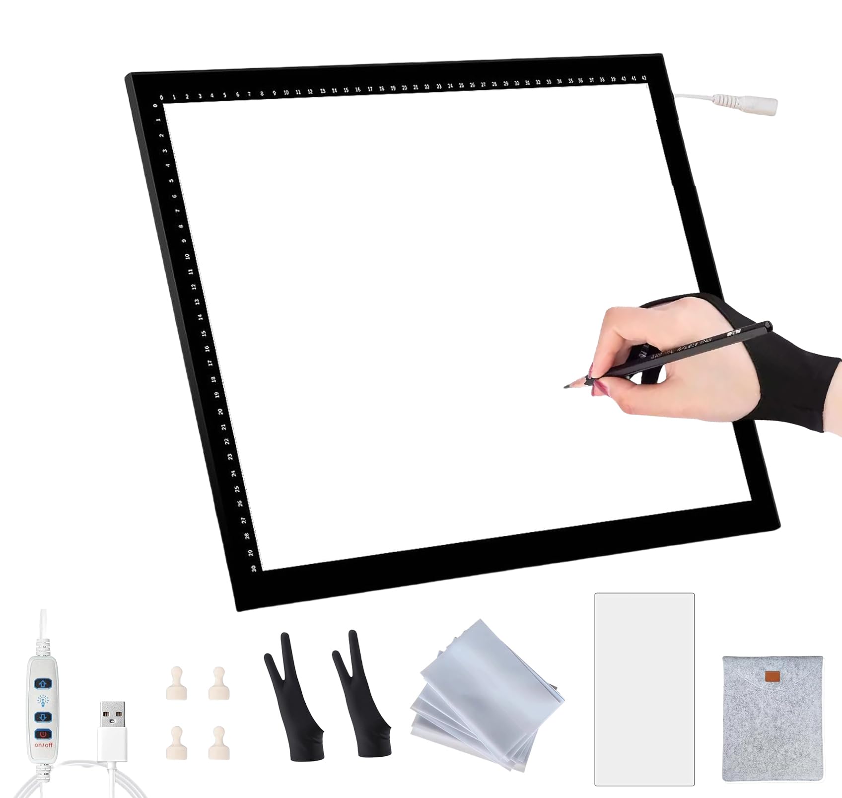 LED Leuchttisch A0 A1 A2 A3 A4, Ultra-dünnes LED Licht Pad mit stufenloser Helligkeit, Magnetische Zeichenplatte, Leuchtbox für Zeichnen, Diamond Painting, Skizzen, Animation, Tattoo, Plotterfolie