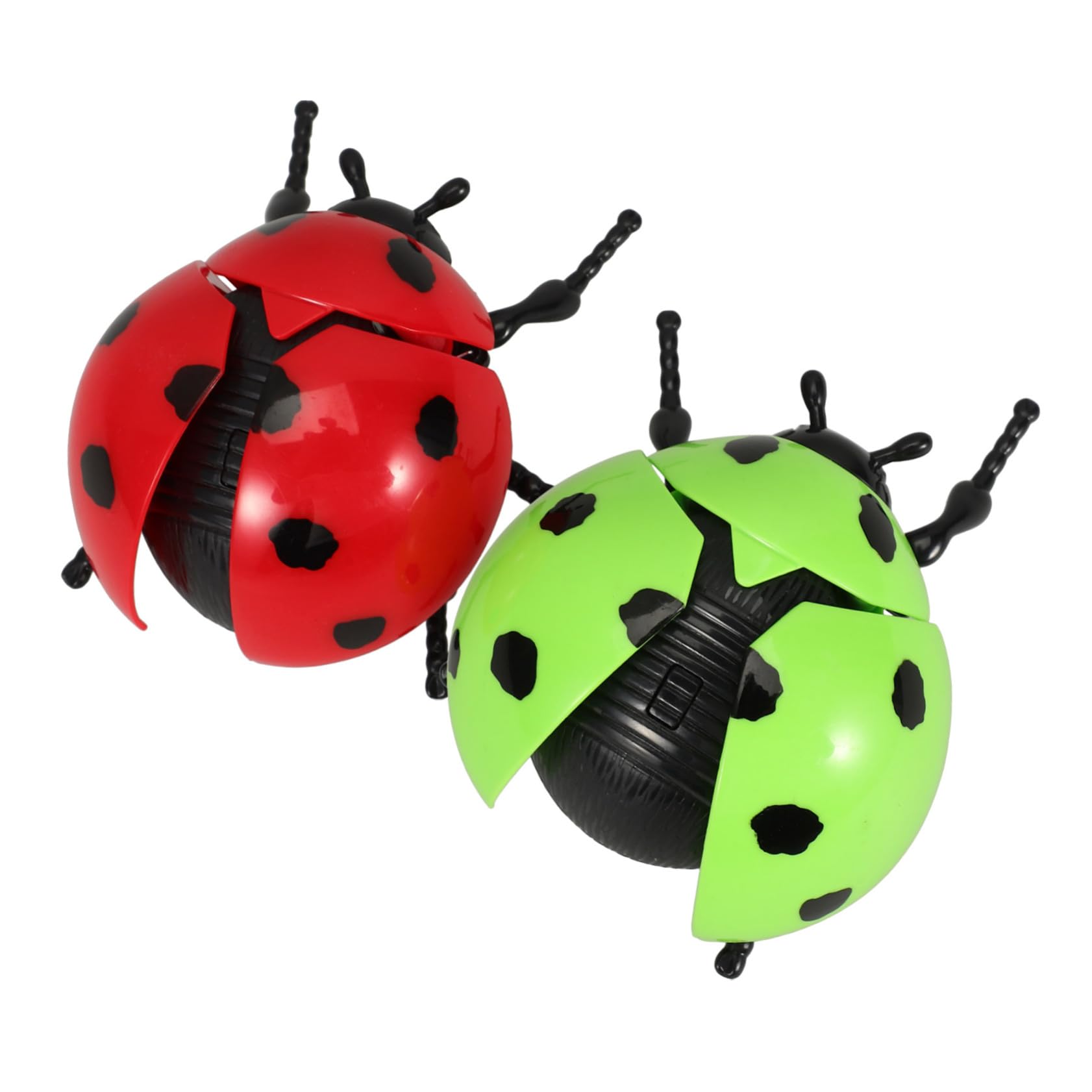 Ibasenice 4 Jouets à Remonter Coccinelle - Plastique Rouge Et Vert - Développement Motricité, Sans Pile - Dès 3 Ans