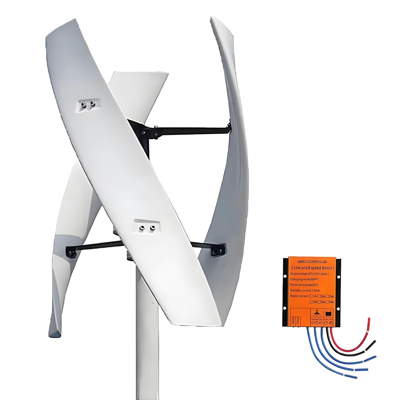 Ofyphth Wind Turbine Generator Kit, Vertical Axis Wind Turbine Generator Kit, Electricity Producer Equipment Home Power Energy Kit, Efficient Renewable Energy Solution for Home Use. A-24V