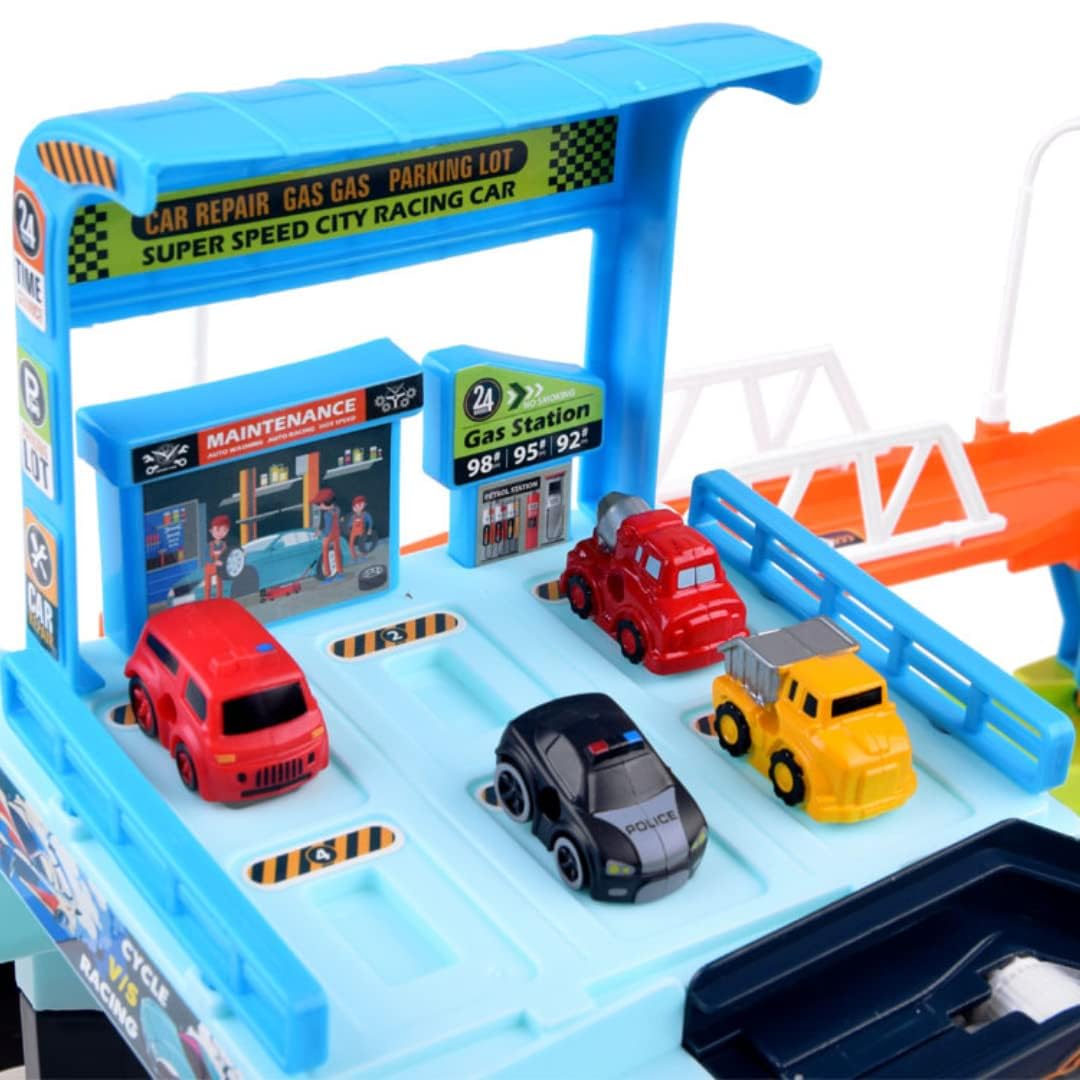 Car Adventure Toy Cars Race Track Toy, 2-in-1 Large Children's Car Toy with Music, Preschool Educational and Interactive Toy for Toddlers 3 4 5 6 Years Old Boys Girls 2