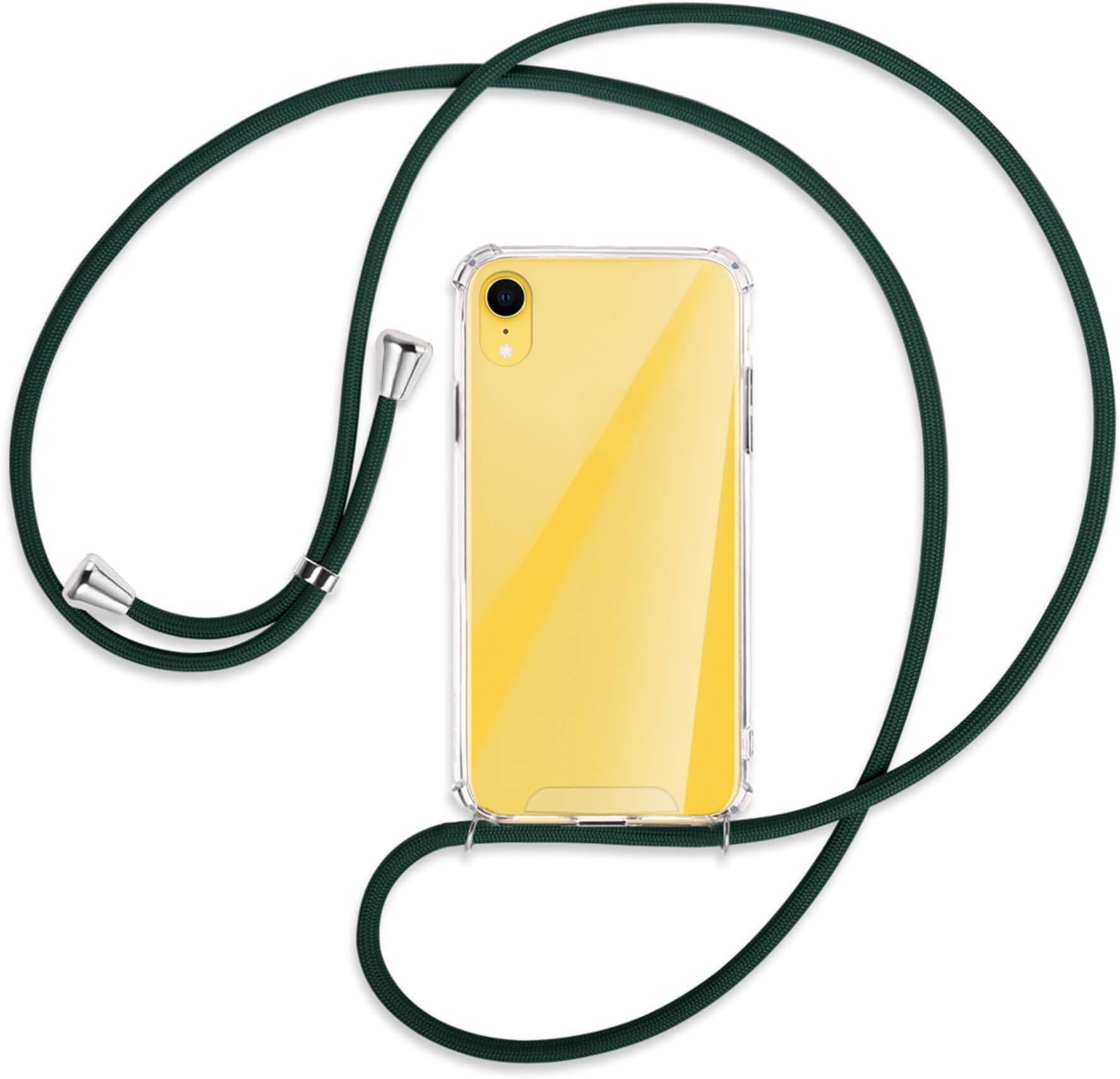 mtb more energy® Smartphone Necklace for Apple iPhone XR (6.1'') - dark green - Neck-wearable protective cover - Crossbody Lanyard TPU Case